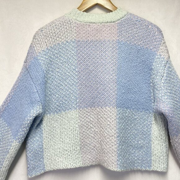 Jessica Simpson Knit Pastel Color-block Oversized Cropped Sweater Women XS Blue - Picture 15 of 16